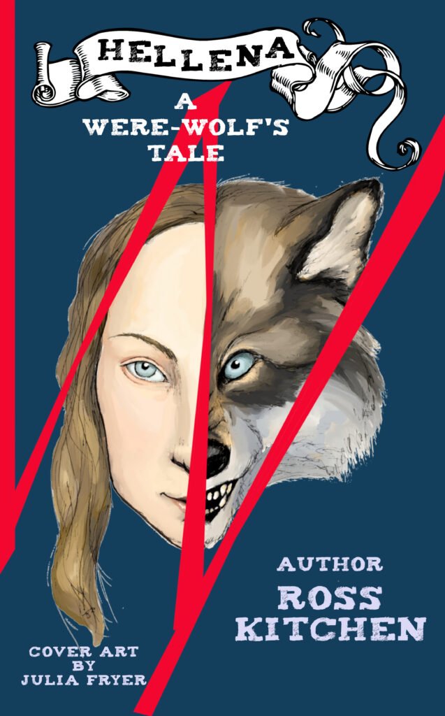 Cover showing Hellena's Face, half human half were-wolf